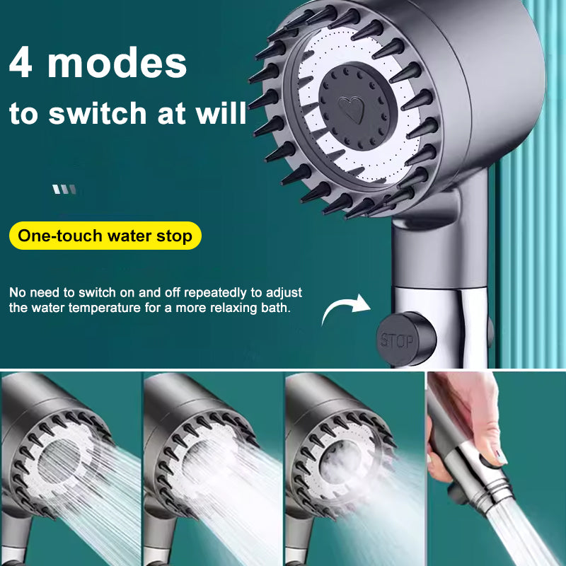 Showerhead With High Water Pressure, 9-Layer Filter, Push-Button Stop