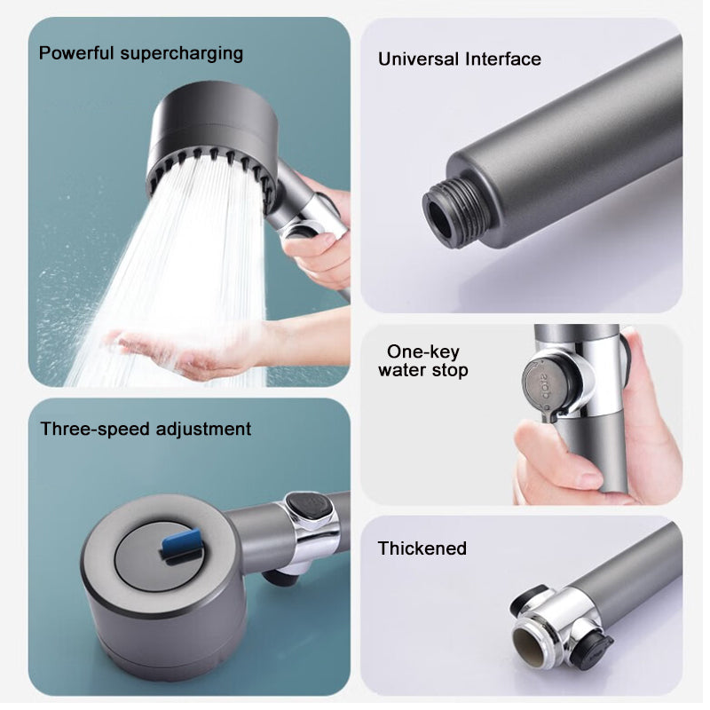 Showerhead With High Water Pressure, 9-Layer Filter, Push-Button Stop