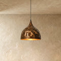 Rustic Industrial Bell Pendant Light With Warm Metal Finish For Living Rooms