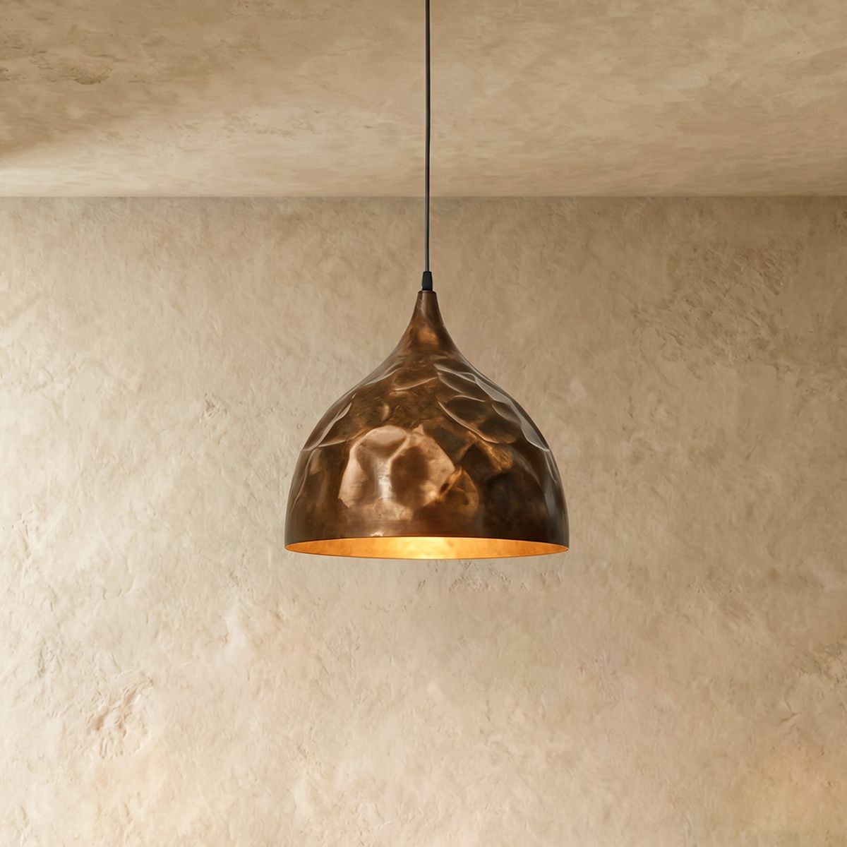 Rustic Industrial Bell Pendant Light With Warm Metal Finish For Living Rooms