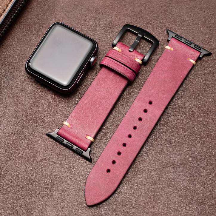 Mareni Italian Leather Apple Watch Band, Handmade Smartwatch Strap