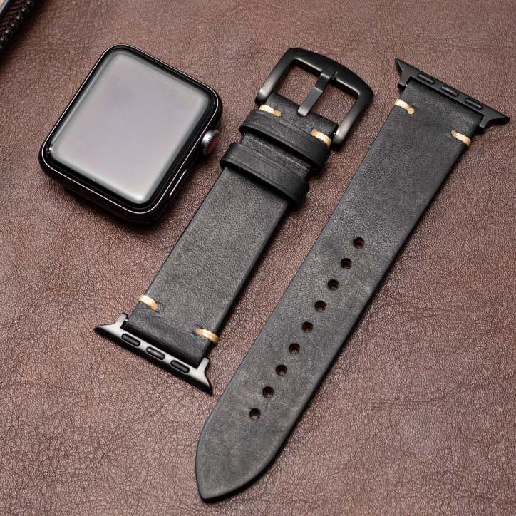 Mareni Italian Leather Apple Watch Band, Handmade Smartwatch Strap