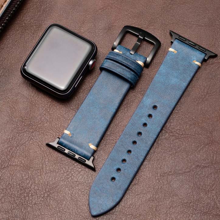 Mareni Italian Leather Apple Watch Band, Handmade Smartwatch Strap