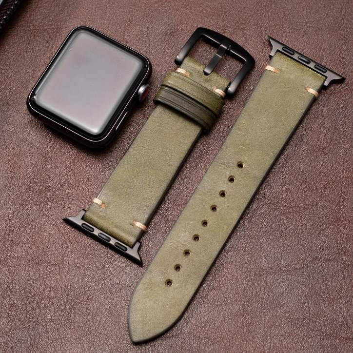 Mareni Italian Leather Apple Watch Band, Handmade Smartwatch Strap
