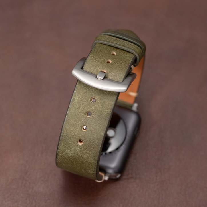 Mareni Italian Leather Apple Watch Band, Handmade Smartwatch Strap