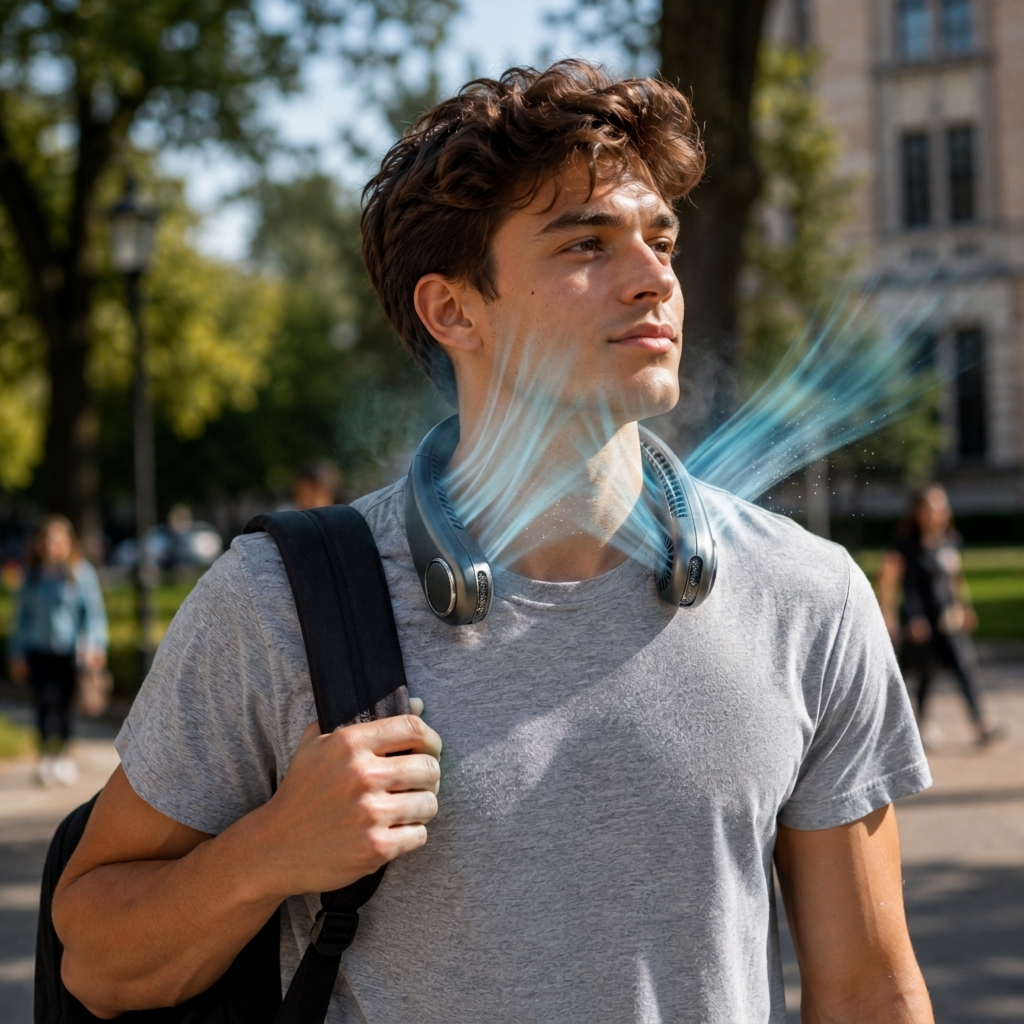 AeroLux Neck Fan Bladeless With Rechargeable USB C Wearable Cooling