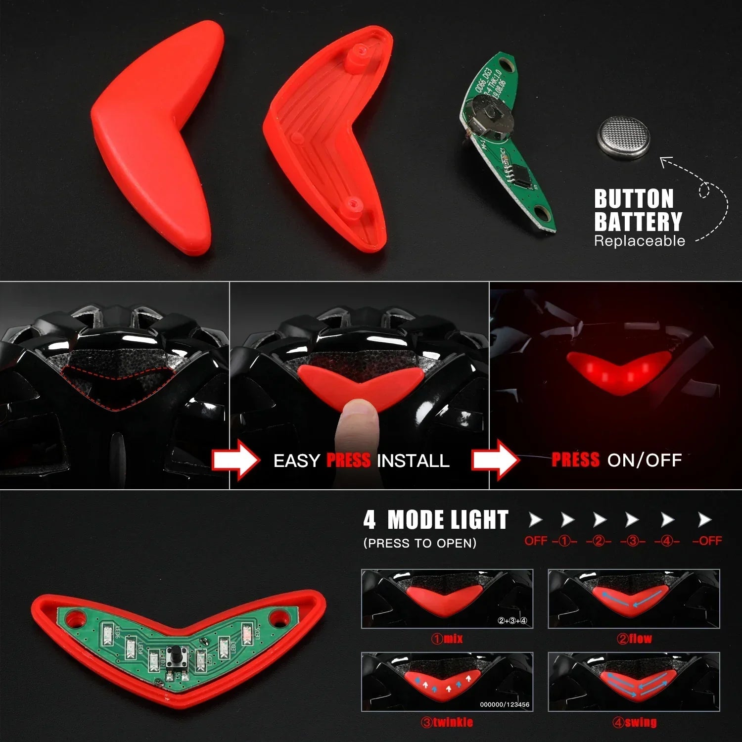 Velora Unisex-Fahrradhelm, Rücklicht-LED, passend für Kopfumfänge von 58–64 cm