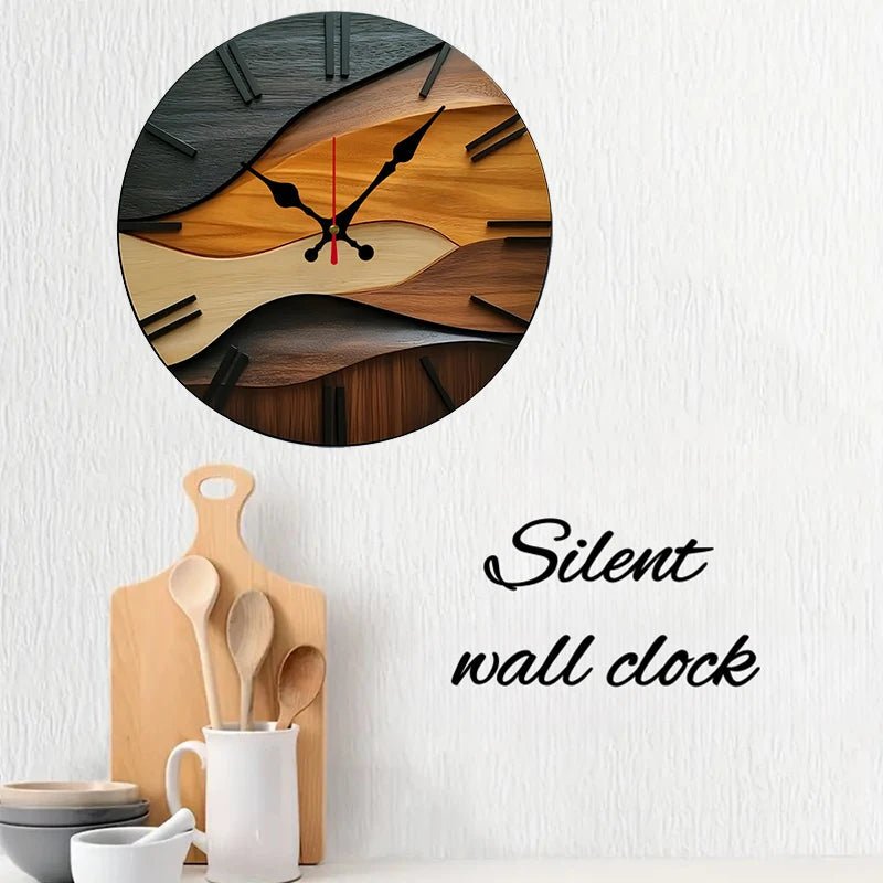 Nordic Silent Wooden Wall Clock for Home and Office - Fioriscas