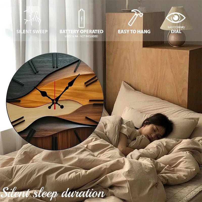 Nordic Silent Wooden Wall Clock for Home and Office - Fioriscas