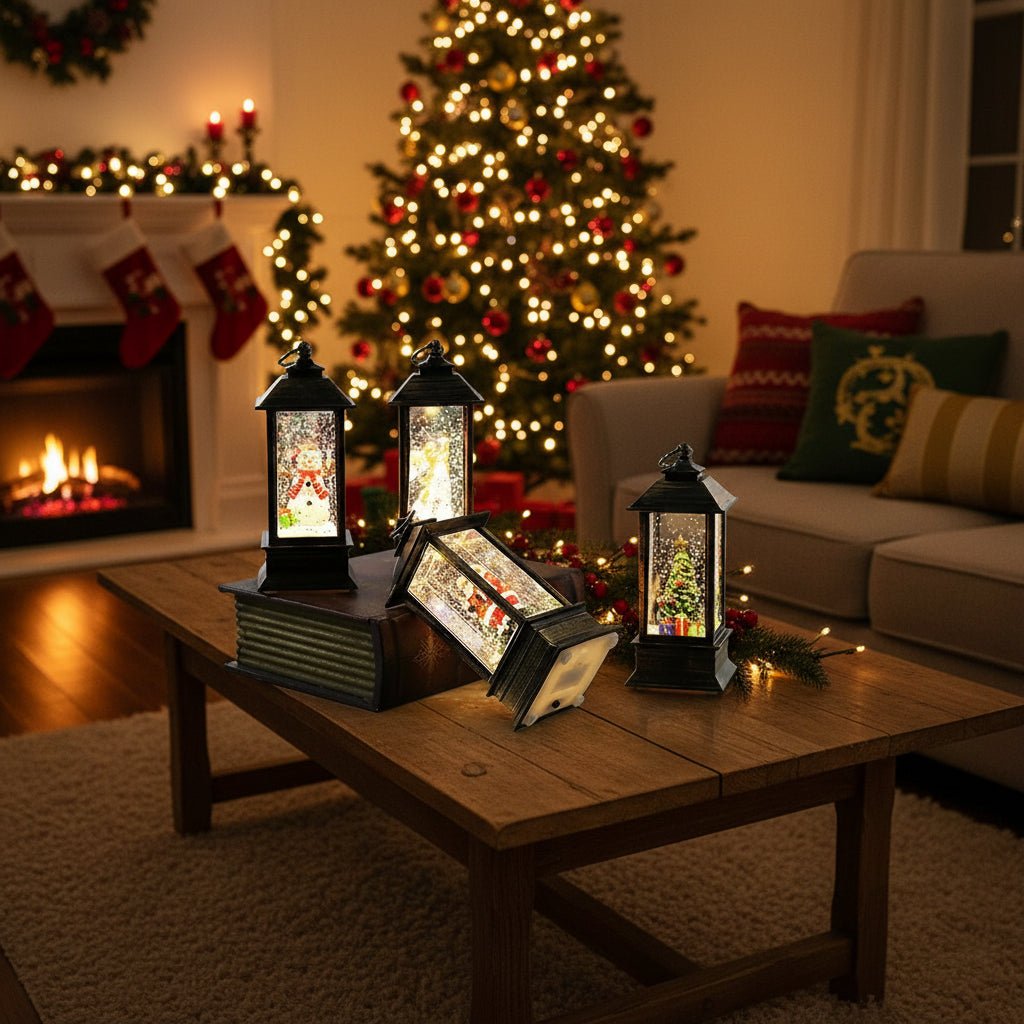 Retro Lantern with Warm Light & Integrated Holiday Timer - Fioriscas