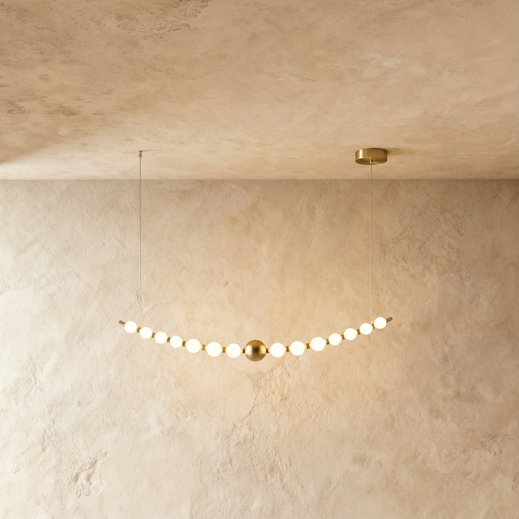 Aurora Copper Pearl Chandelier With Gold Finish And Pearlescent Shades