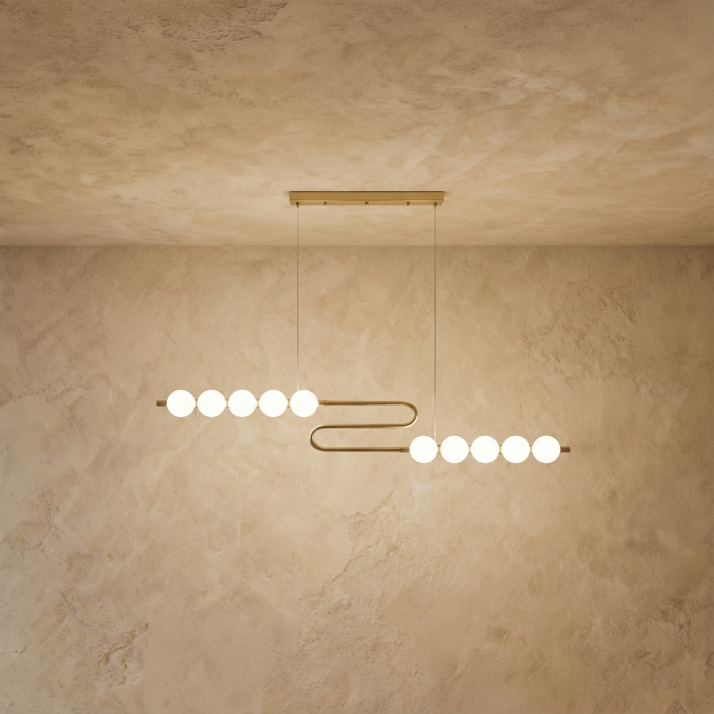 Aurora Copper Pearl Chandelier With Gold Finish And Pearlescent Shades