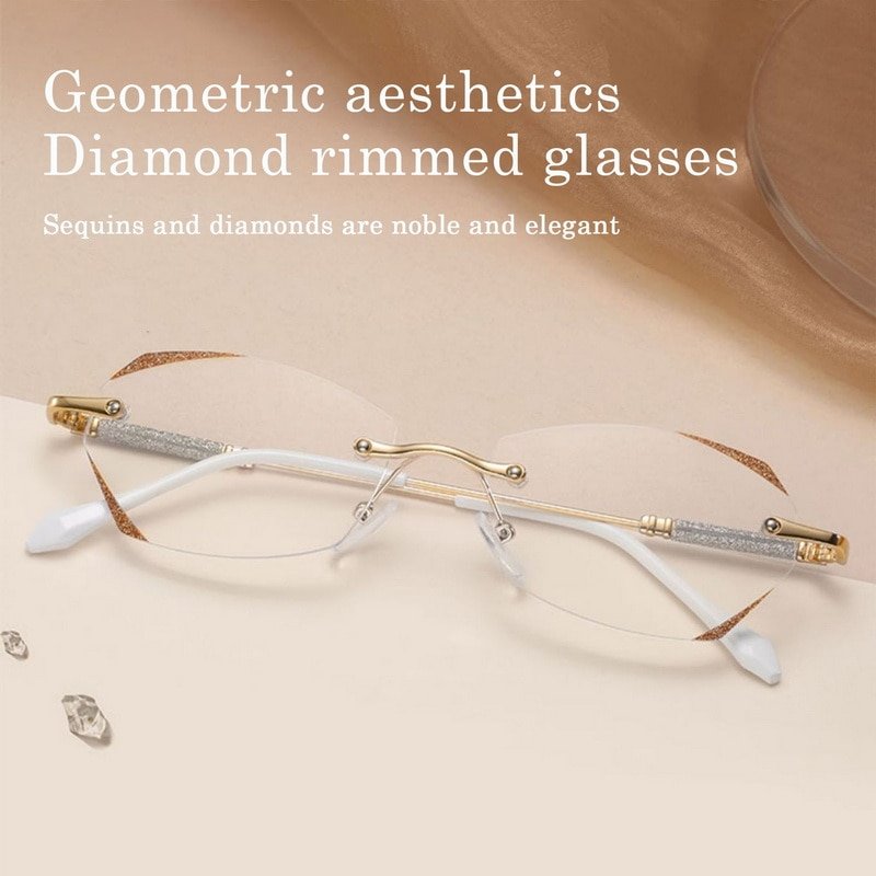 Gafas de lectura con filtro de luz azul, diseño Aurena sin montura con diamantes