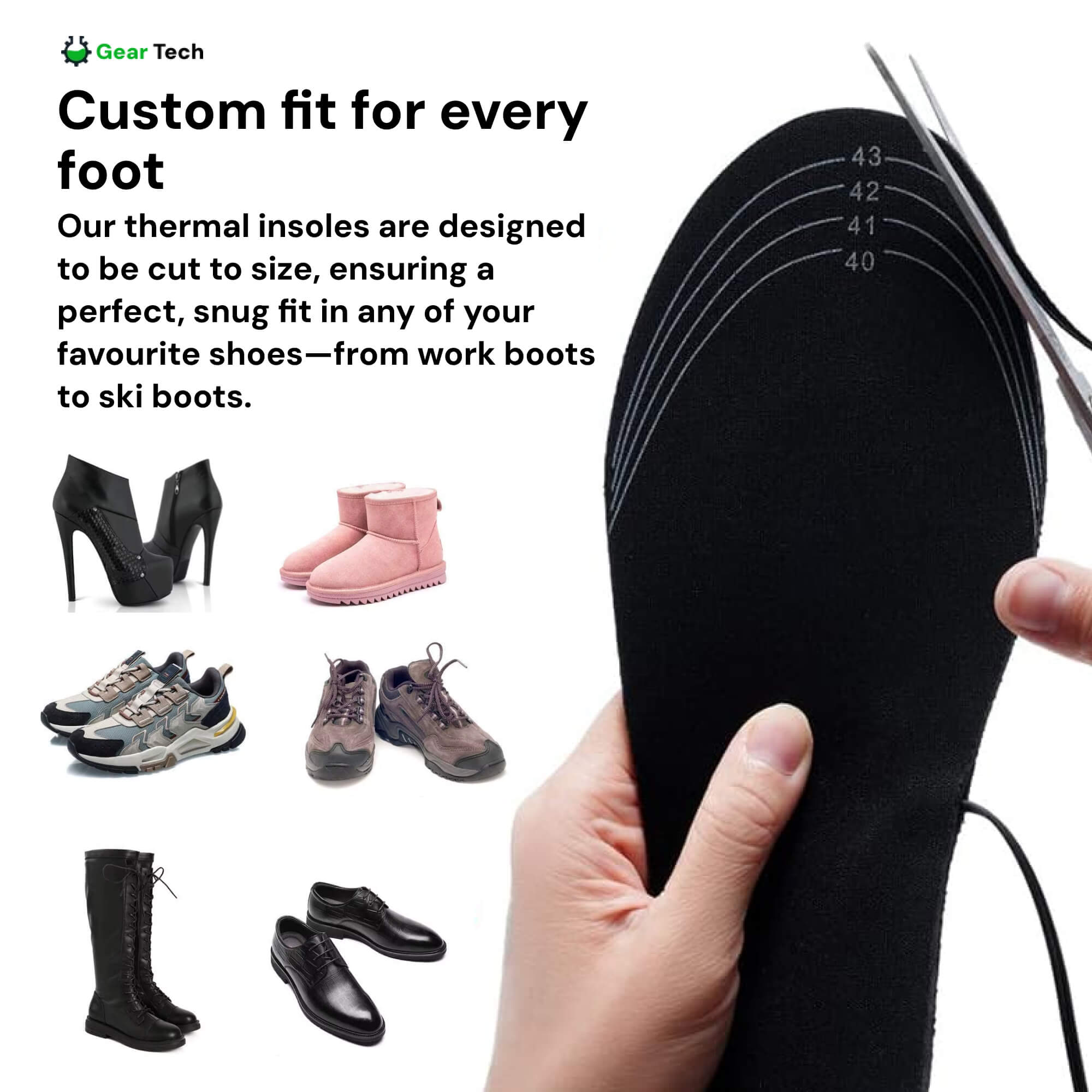 Plantillas térmicas recargables para botas con calor ajustable para los pies