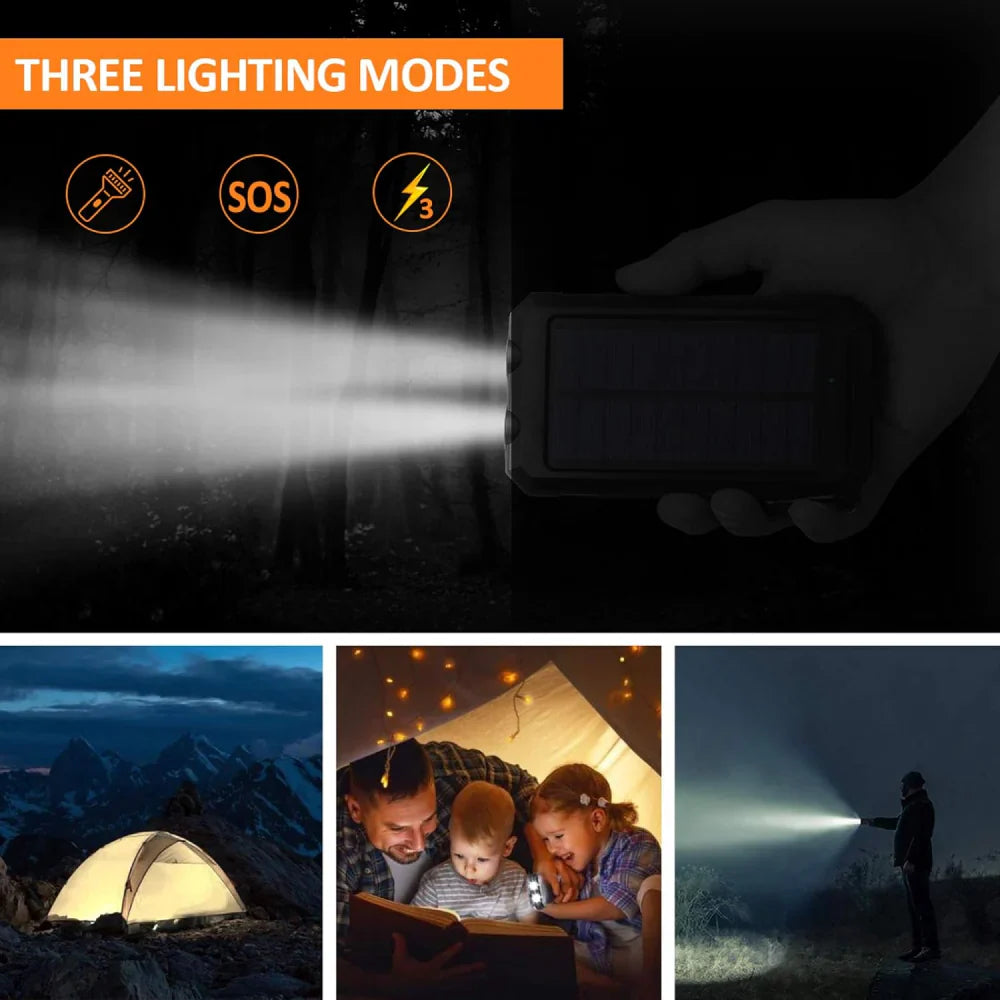 50000mAh Solar Power Bank With Dual USB Ports, Waterproof