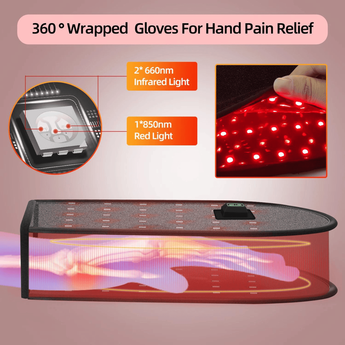 Gant de luminothérapie rouge LumaFlex pour le confort et la flexibilité du poignet