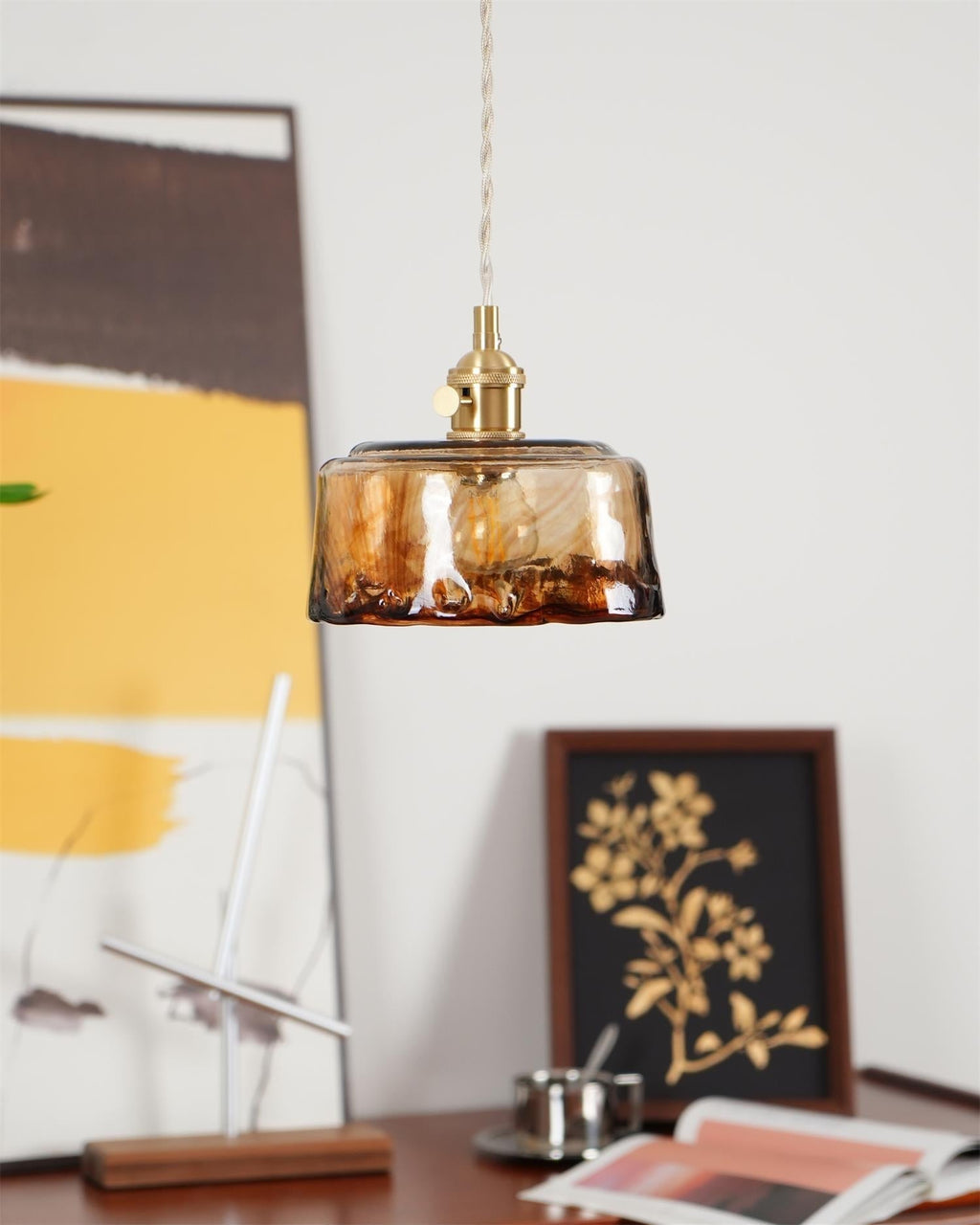 Amberlyn Vintage Amber Glass Pendant Light | Fioriscas