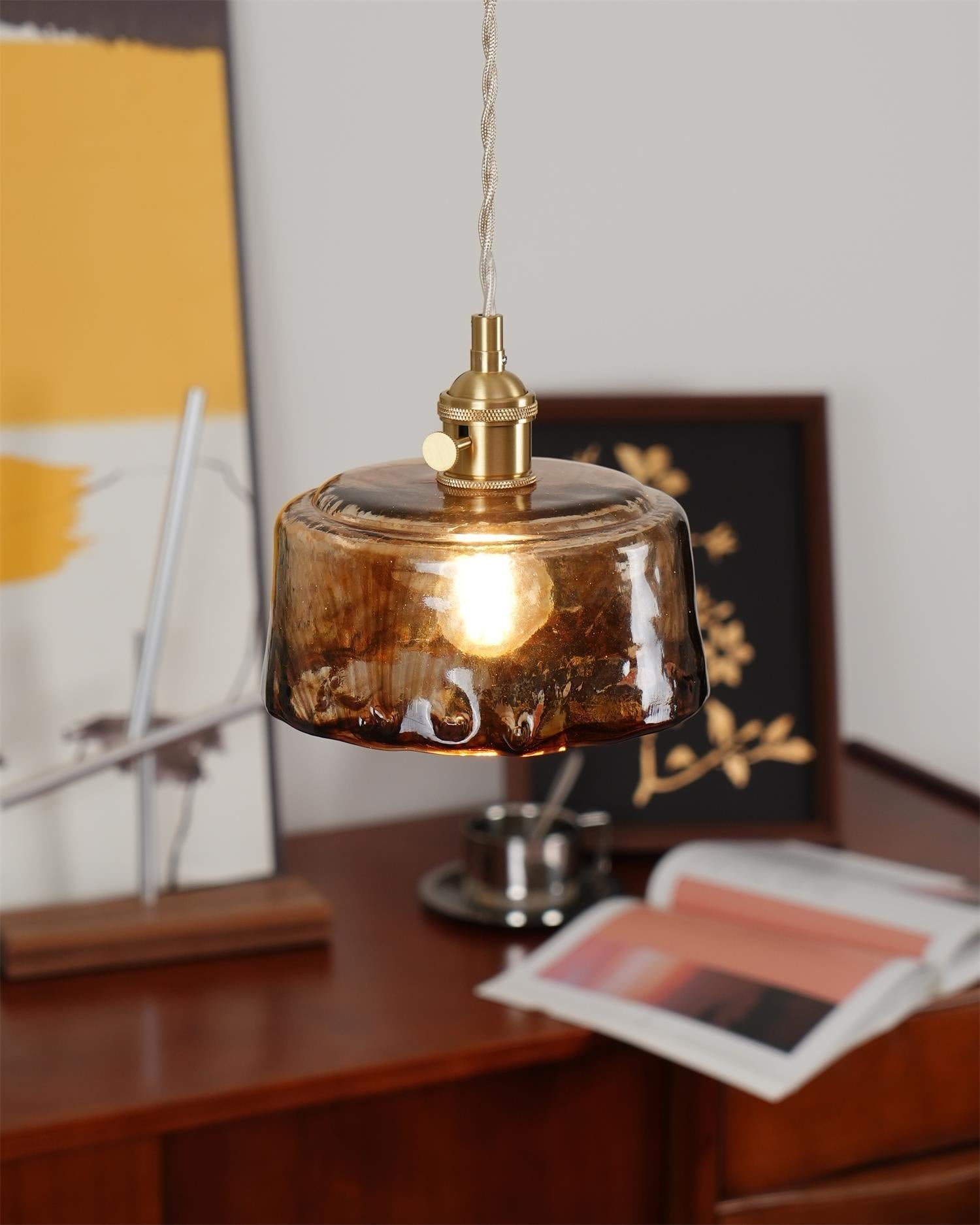 Amberlyn Vintage Amber Glass Pendant Light | Fioriscas