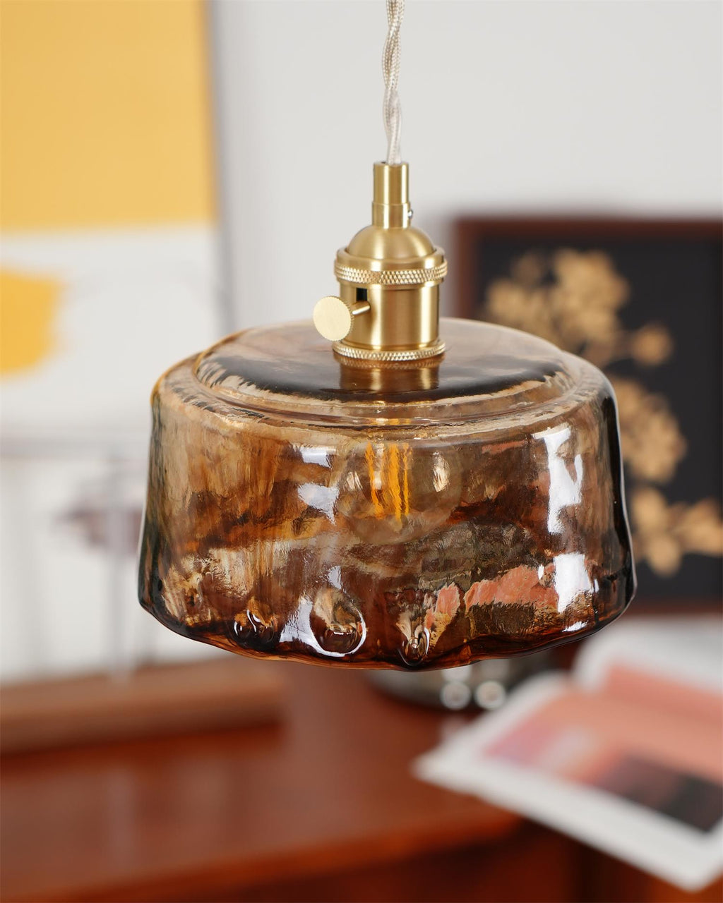 Amberlyn Vintage Amber Glass Pendant Light | Fioriscas