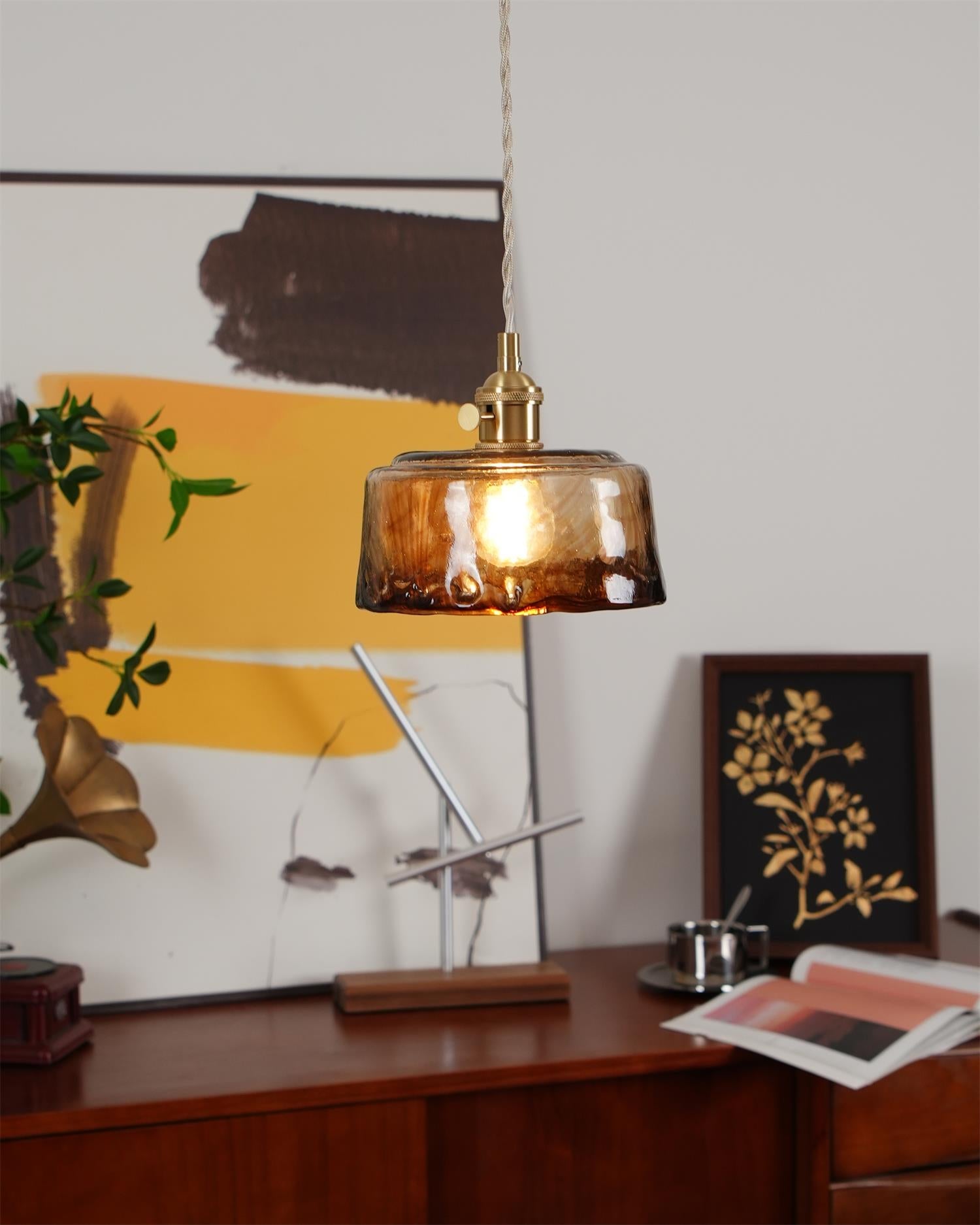 Amberlyn Vintage Amber Glass Pendant Light | Fioriscas