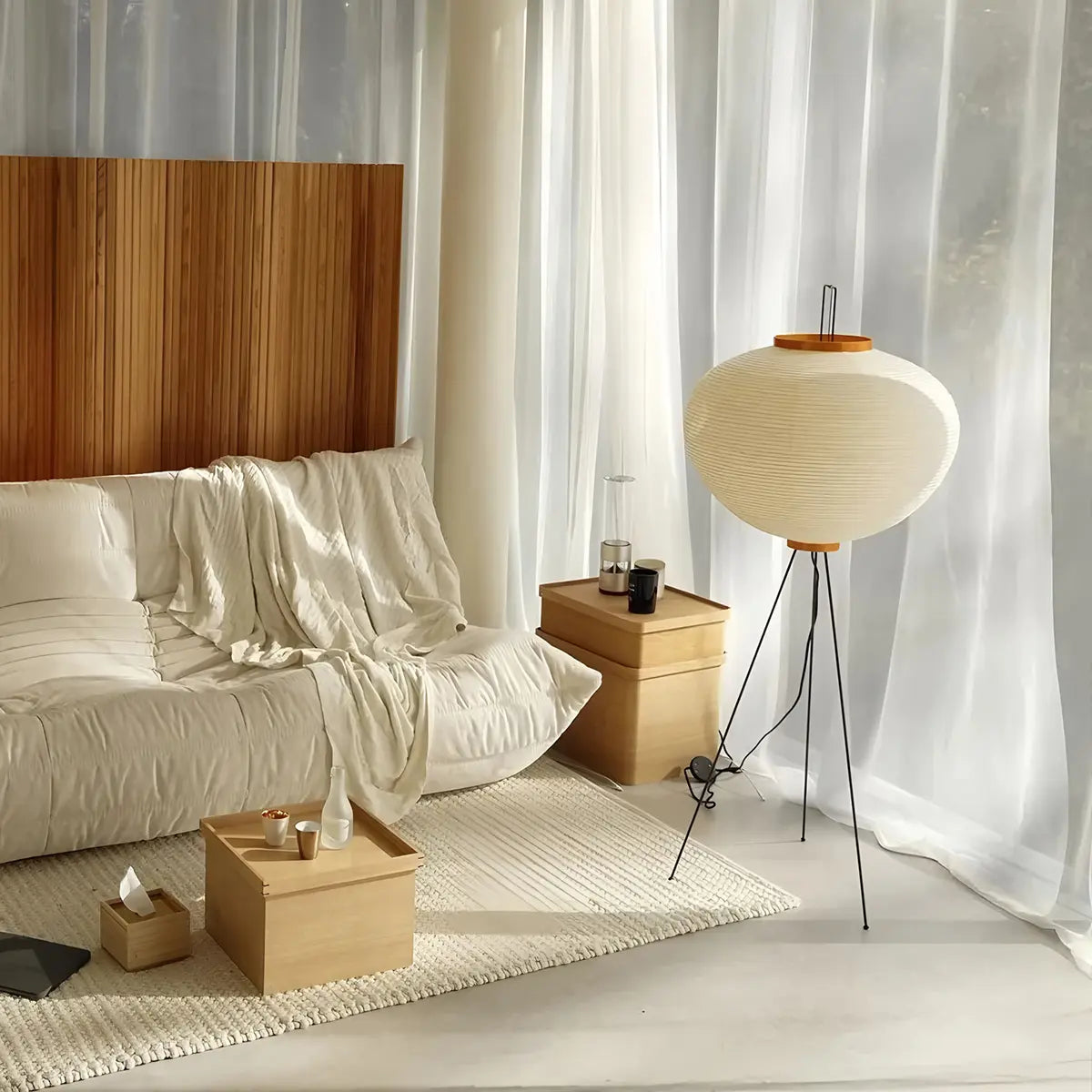 Whisper Silk Rice Paper Floor And Table Lamp With Gentle Glow