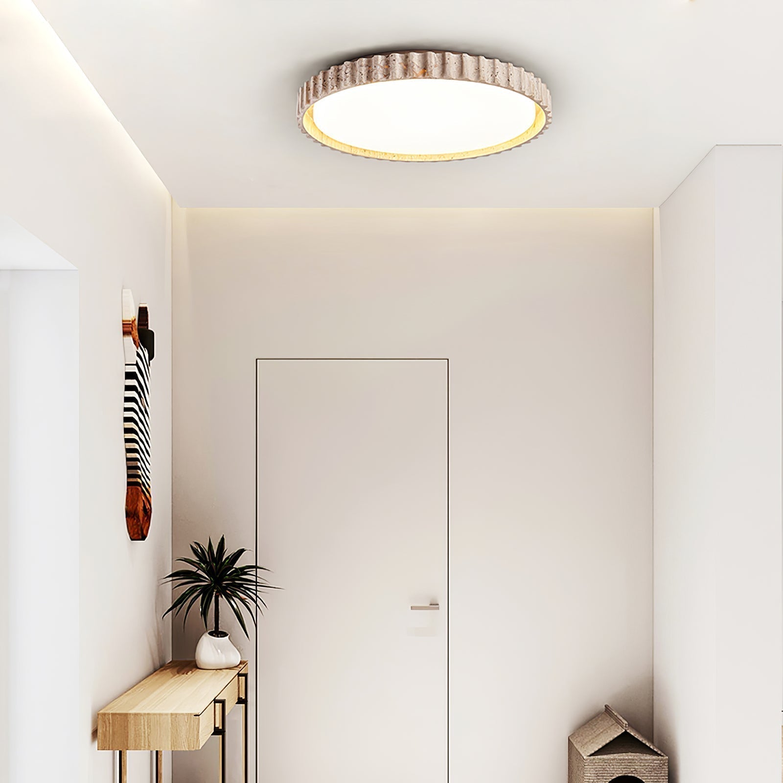 Ornorus Fluted Ring Travertine Ceiling Light | Fioriscas