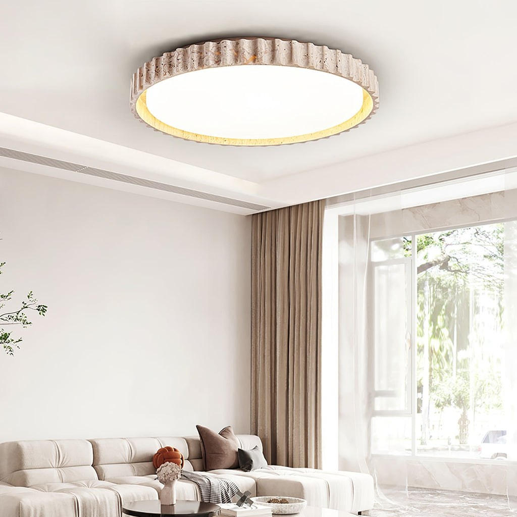 Ornorus Fluted Ring Travertine Ceiling Light | Fioriscas