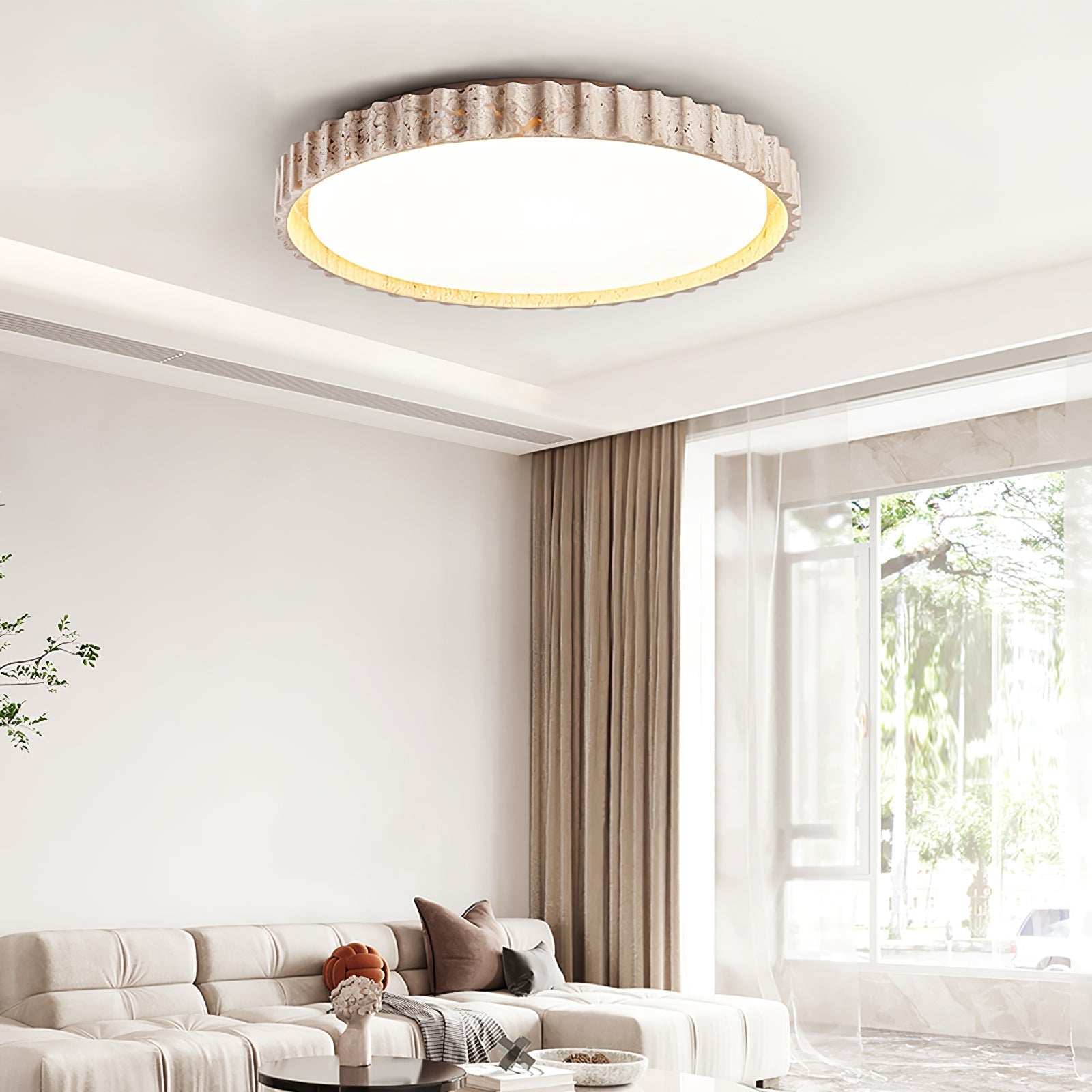 Ornorus Fluted Ring Travertine Ceiling Light | Fioriscas