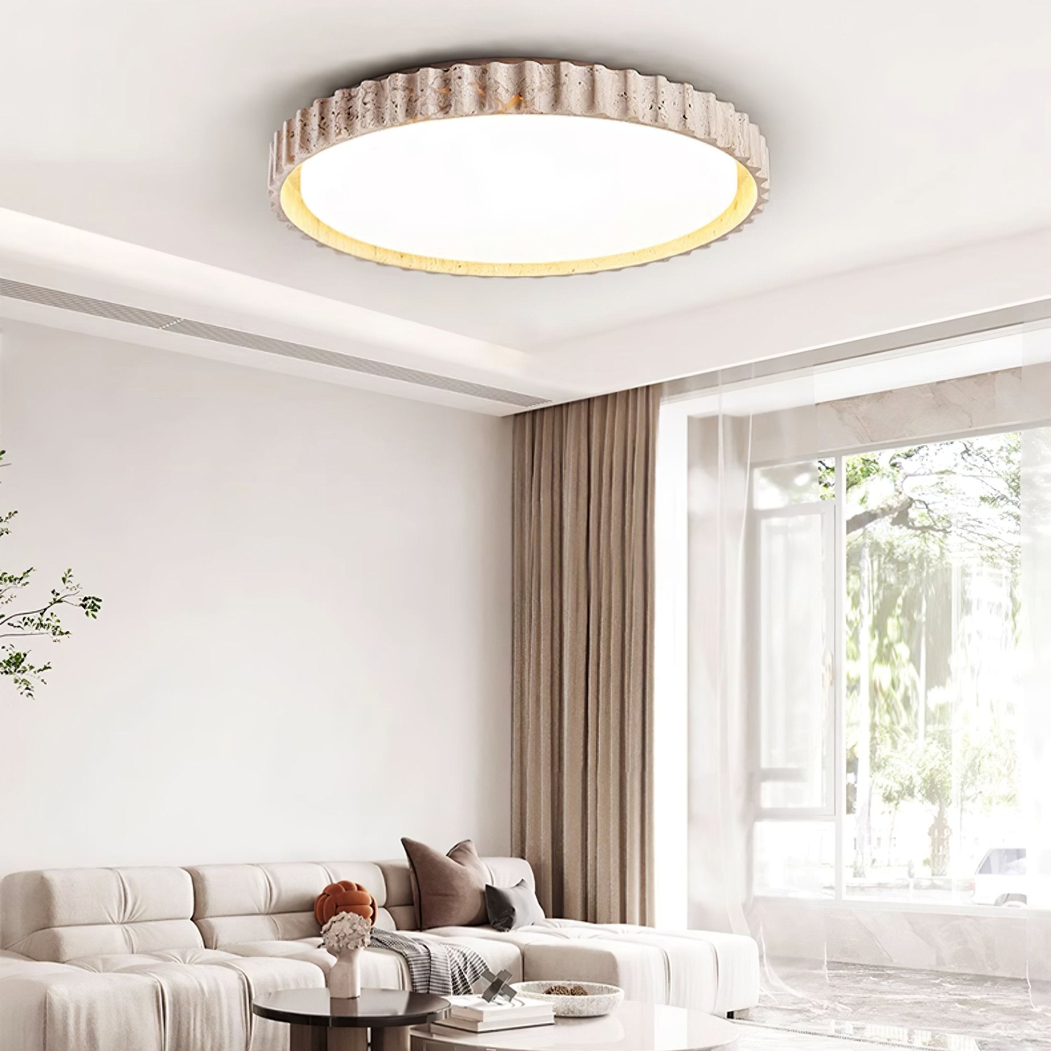 Ornorus Fluted Ring Travertine Ceiling Light | Fioriscas