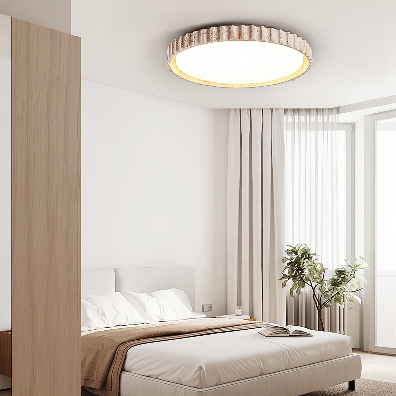 Ornorus Fluted Ring Travertine Ceiling Light | Fioriscas