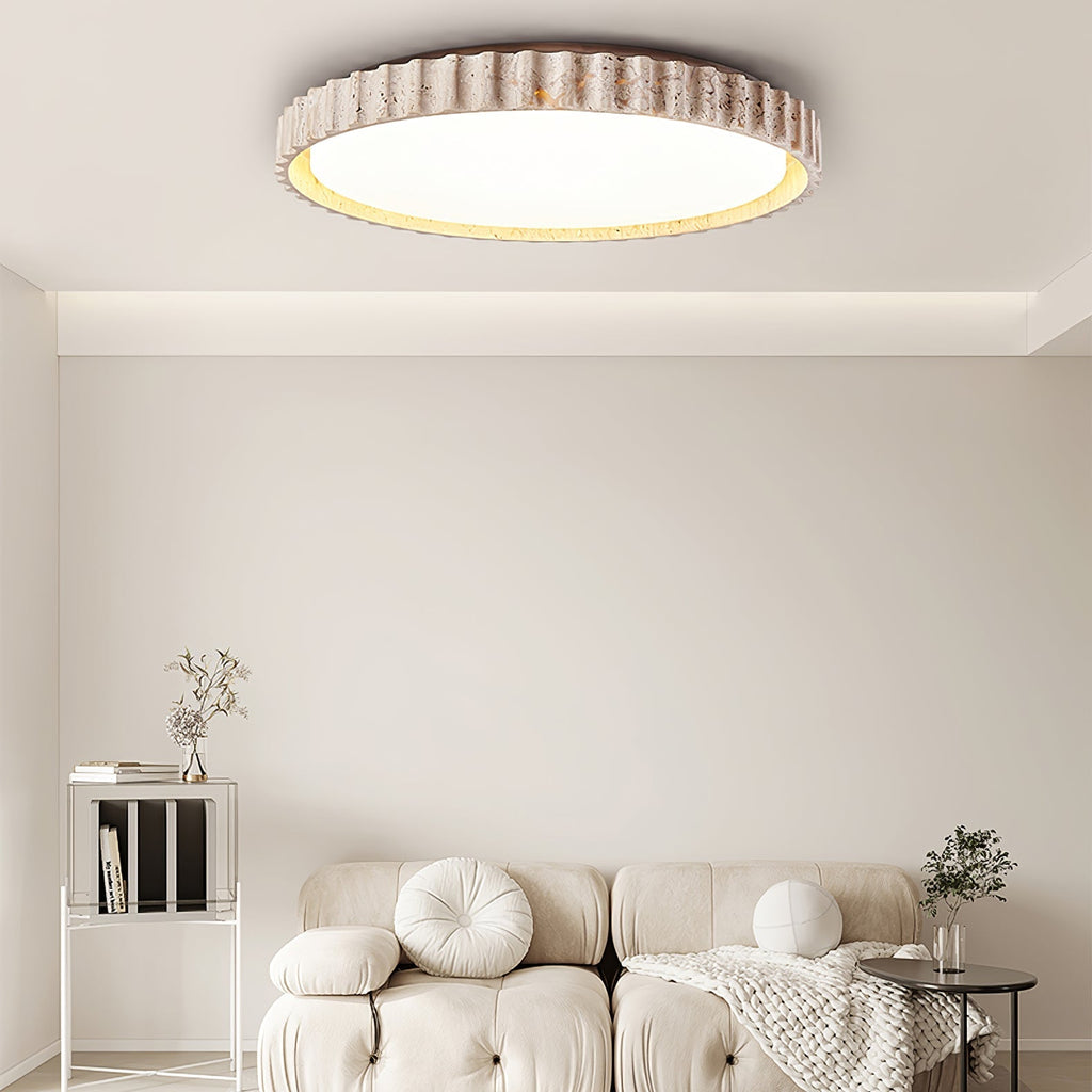 Ornorus Fluted Ring Travertine Ceiling Light | Fioriscas