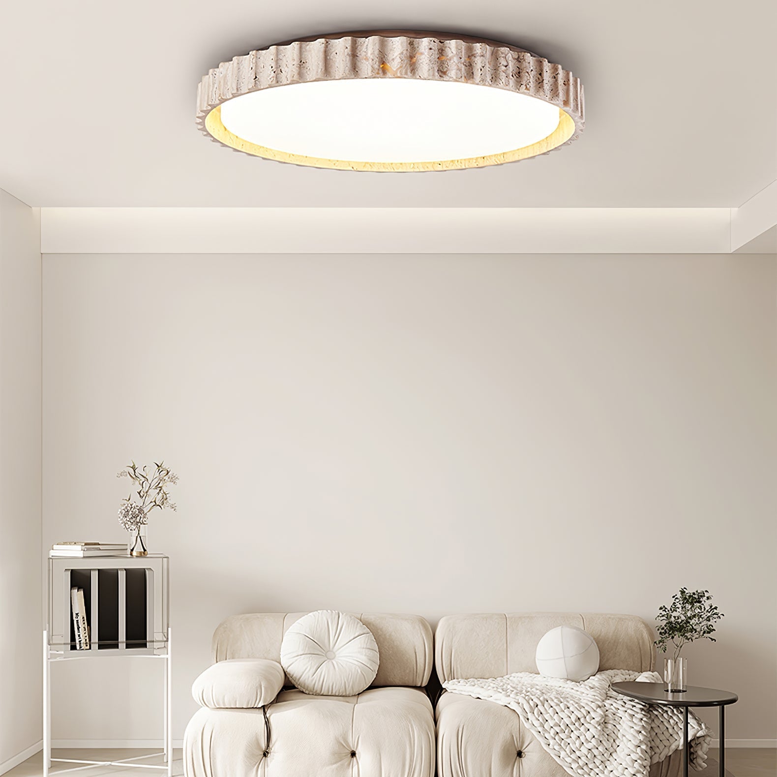 Ornorus Fluted Ring Travertine Ceiling Light | Fioriscas
