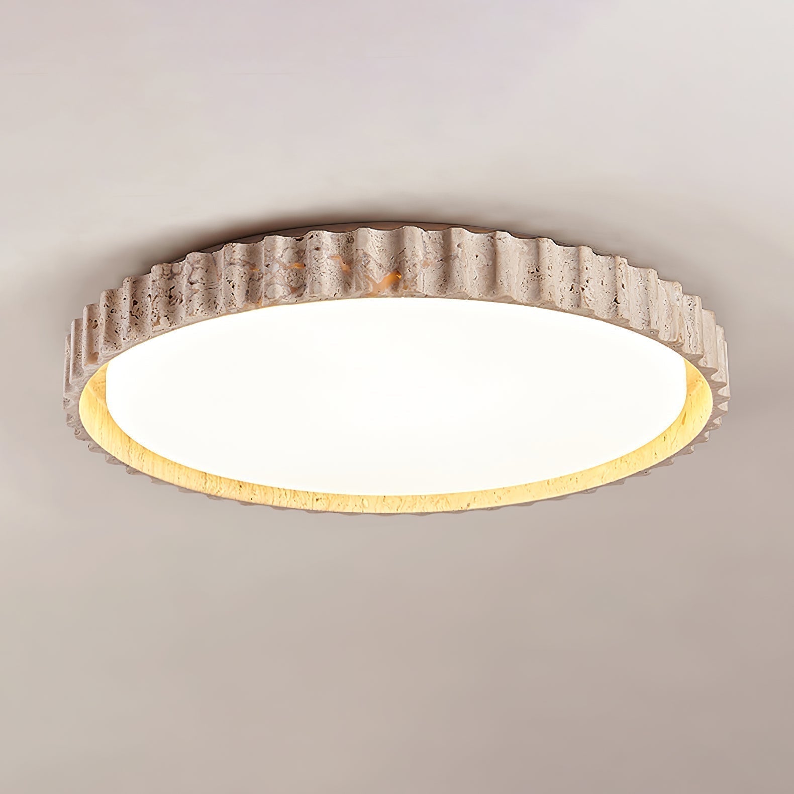 Ornorus Fluted Ring Travertine Ceiling Light | Fioriscas