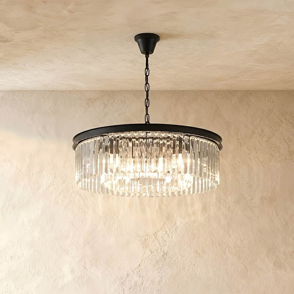 Lumiere Crystal Halo Chandelier Exuding Hollywood Glamour In Black Or Gold
