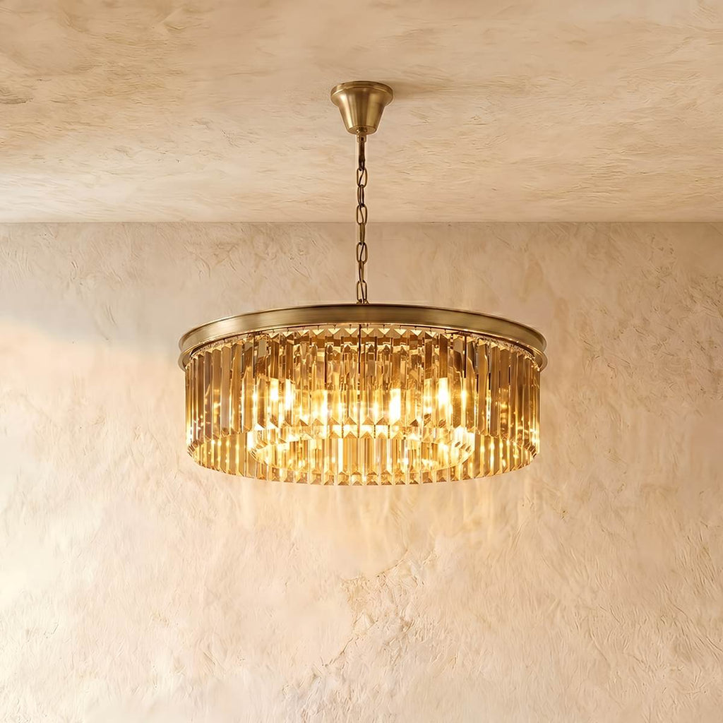 Lumiere Crystal Halo Chandelier Exuding Hollywood Glamour In Black Or Gold