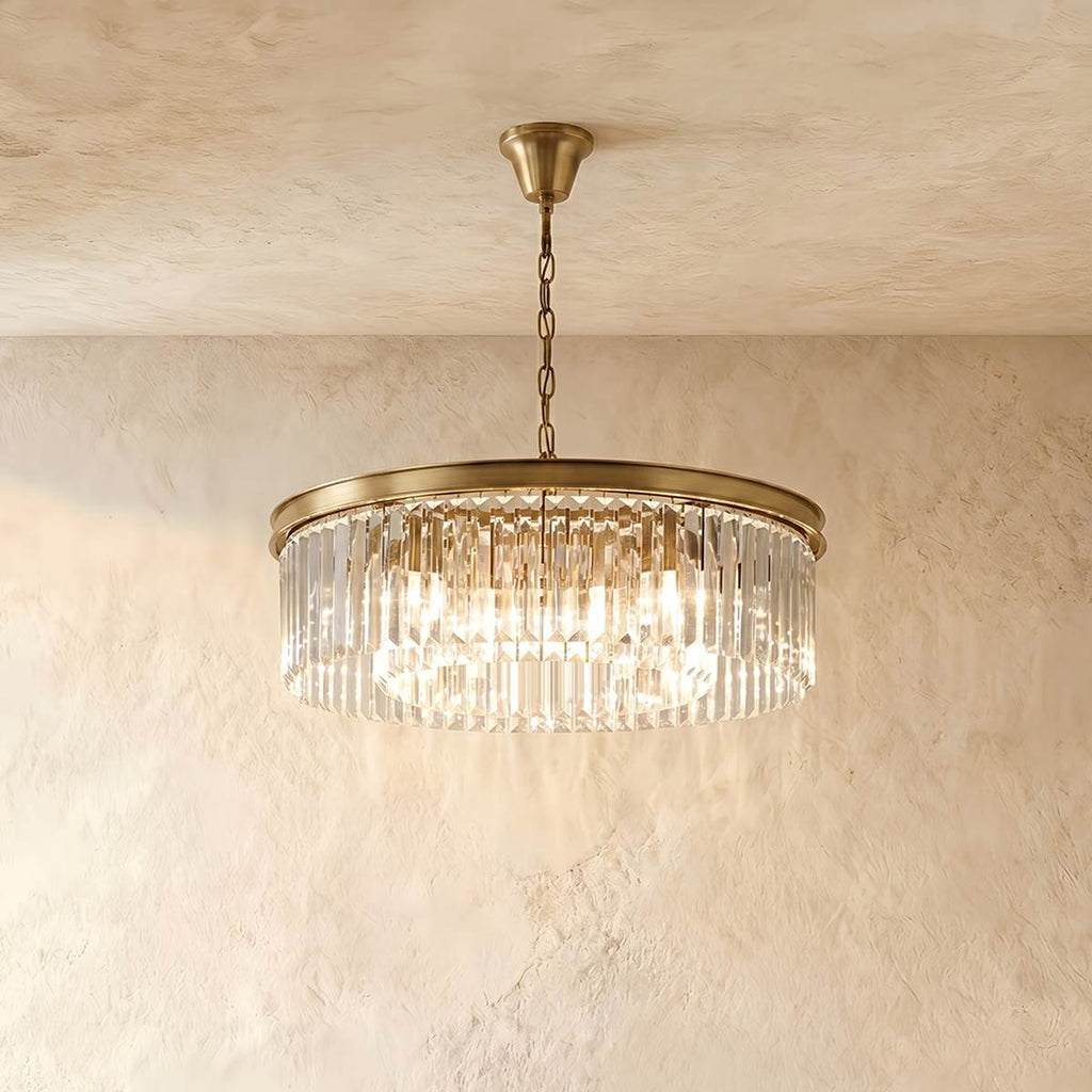 Lumiere Crystal Halo Chandelier Exuding Hollywood Glamour In Black Or Gold