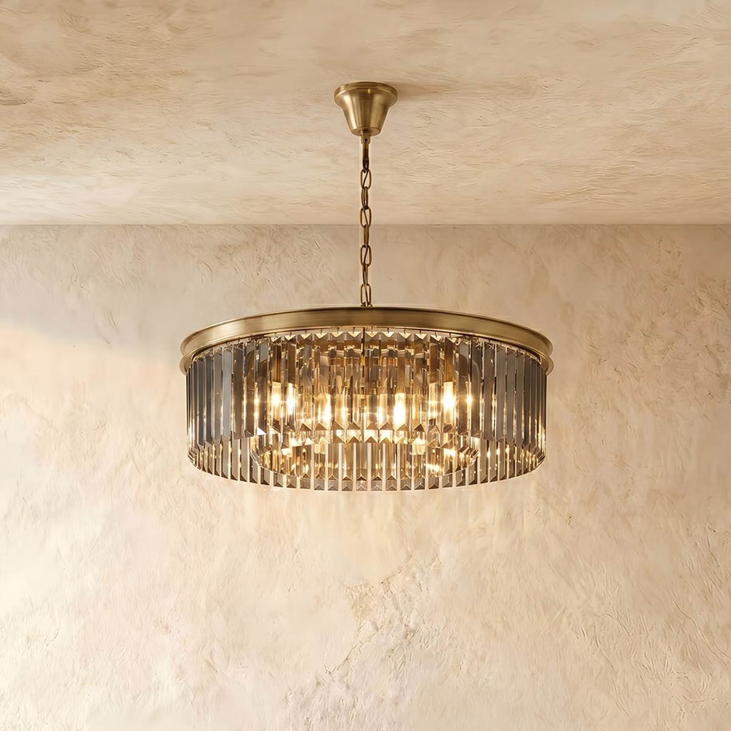 Lumiere Crystal Halo Chandelier Exuding Hollywood Glamour In Black Or Gold