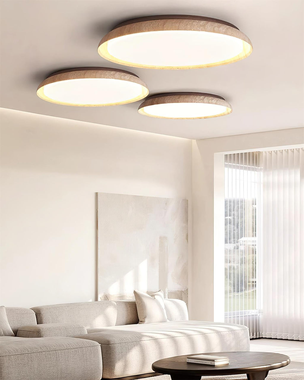 Halo Round Travertine Ceiling Light | Fioriscas
