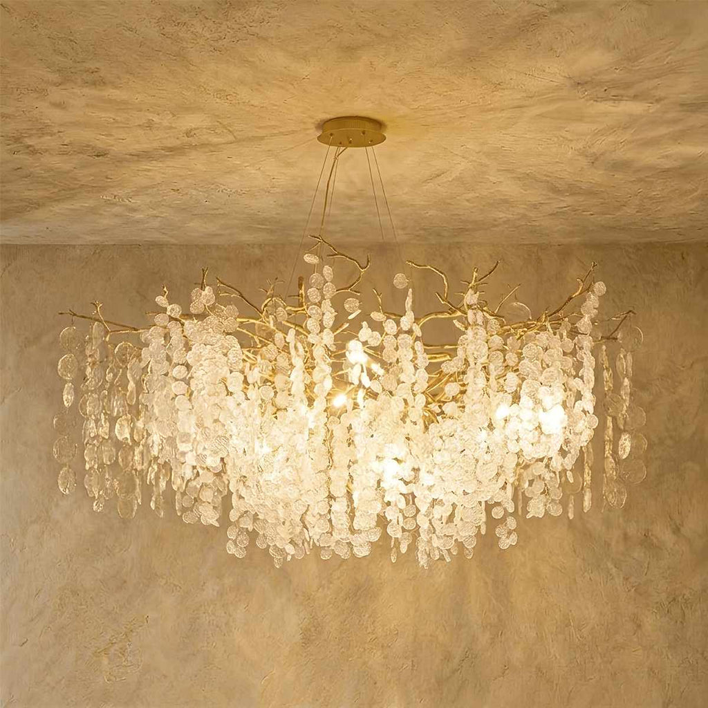 Aurora Glimmer Crystal Branch Chandelier With Gold Finish