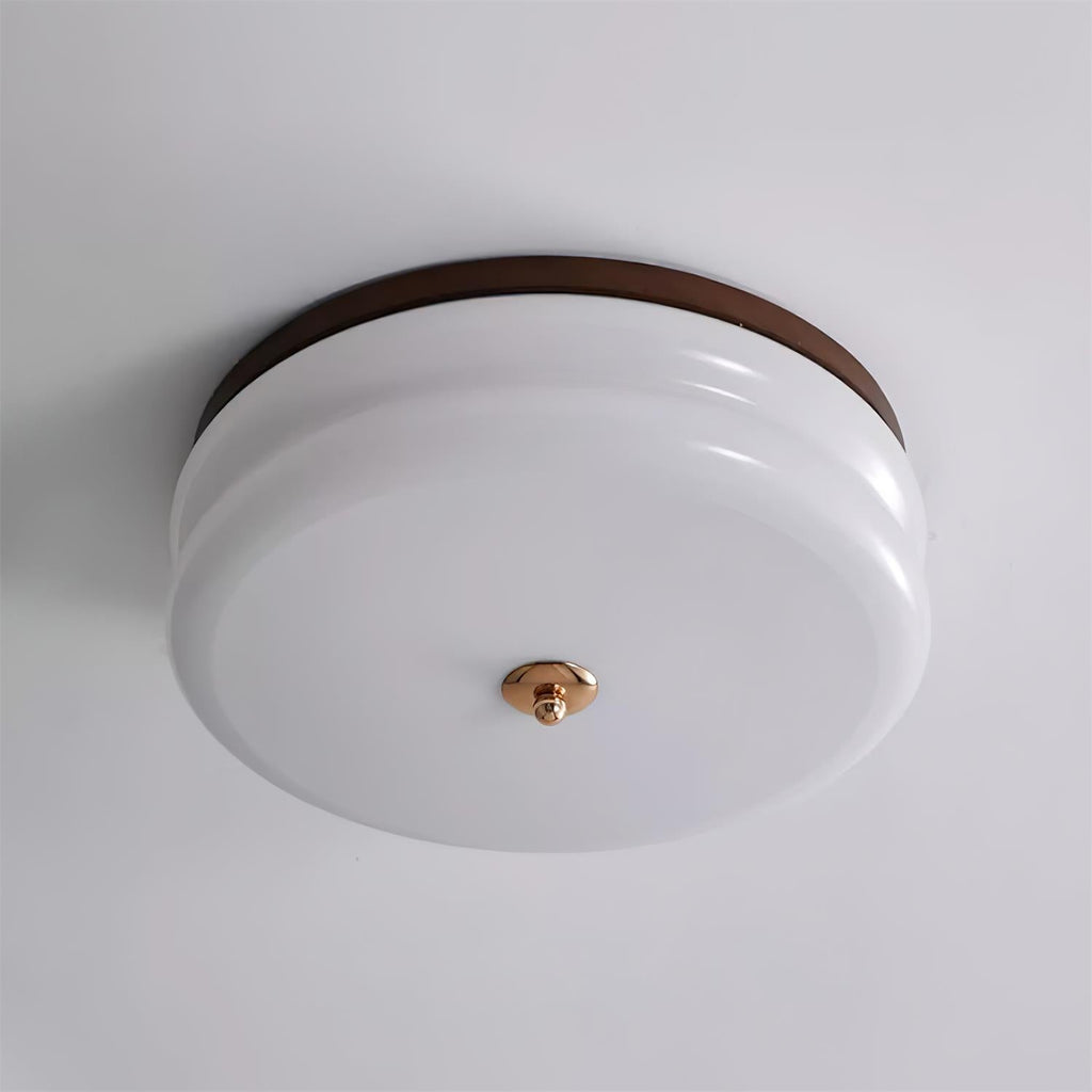 Ceiling Light Double-Layer Glass Disc Walnut Wood Minimalist | Fioriscas