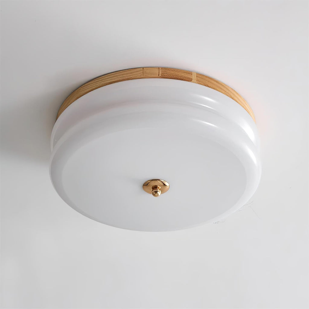 Ceiling Light Double-Layer Glass Disc Walnut Wood Minimalist | Fioriscas