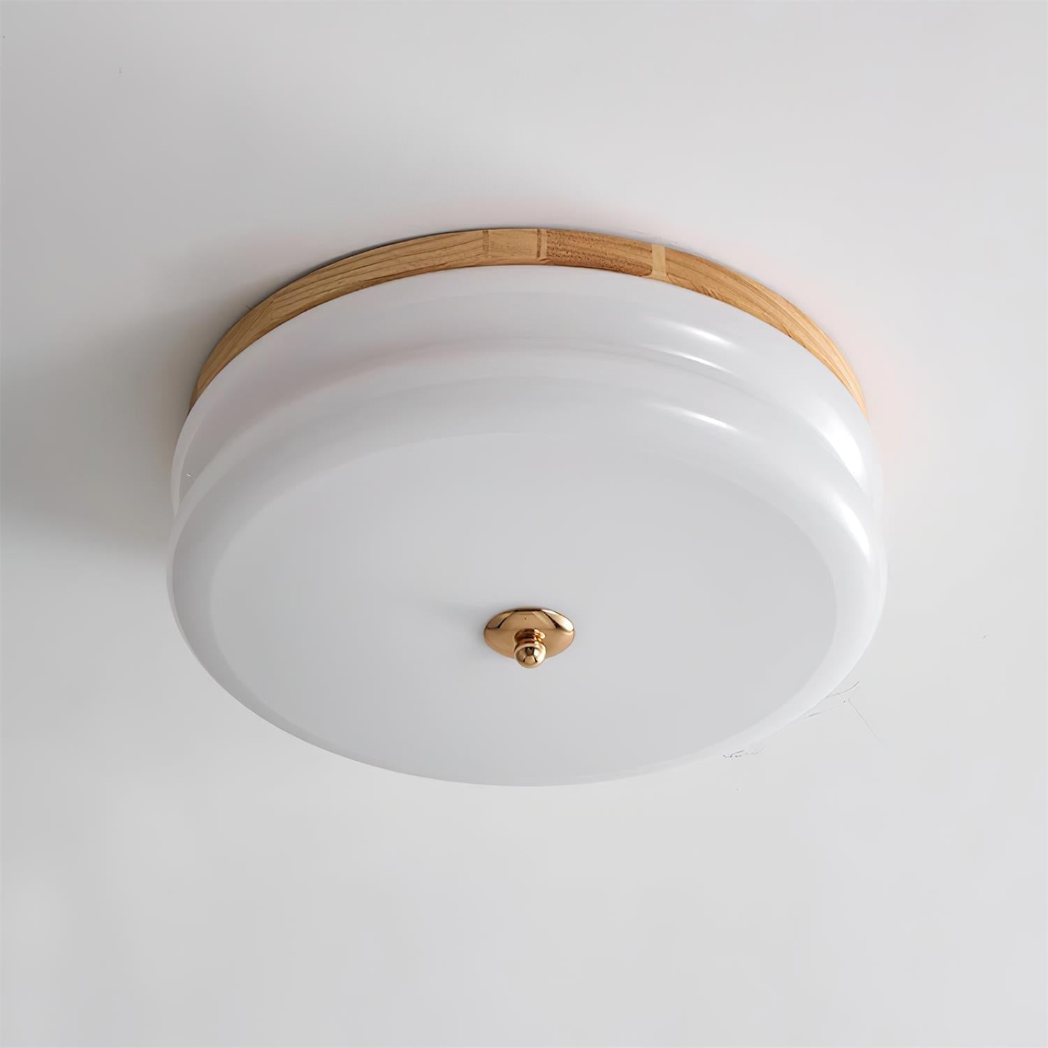 Ceiling Light Double-Layer Glass Disc Walnut Wood Minimalist | Fioriscas