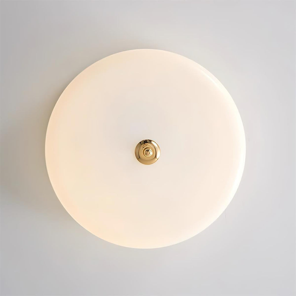 Ceiling Light Double-Layer Glass Disc Walnut Wood Minimalist | Fioriscas