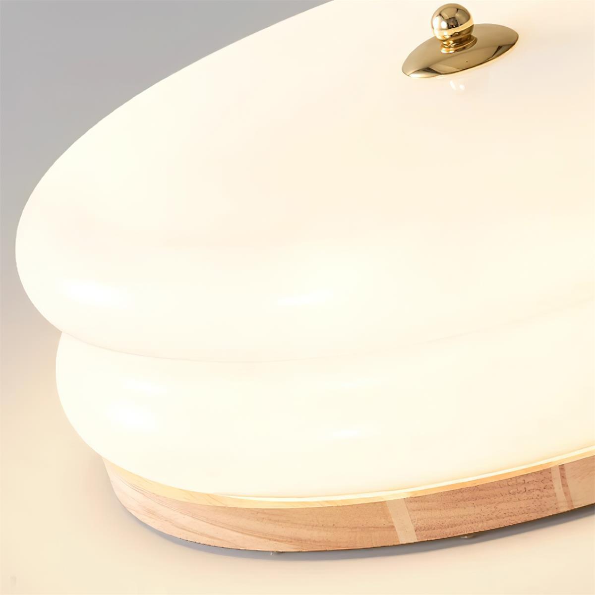 Ceiling Light Double-Layer Glass Disc Walnut Wood Minimalist | Fioriscas