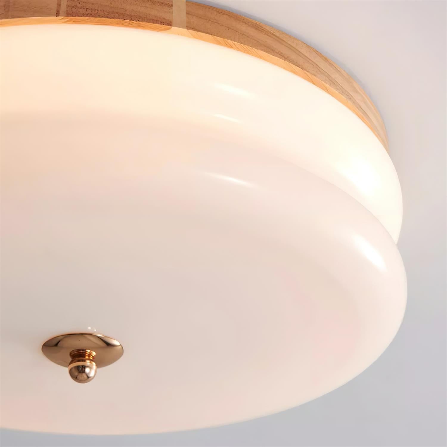 Ceiling Light Double-Layer Glass Disc Walnut Wood Minimalist | Fioriscas