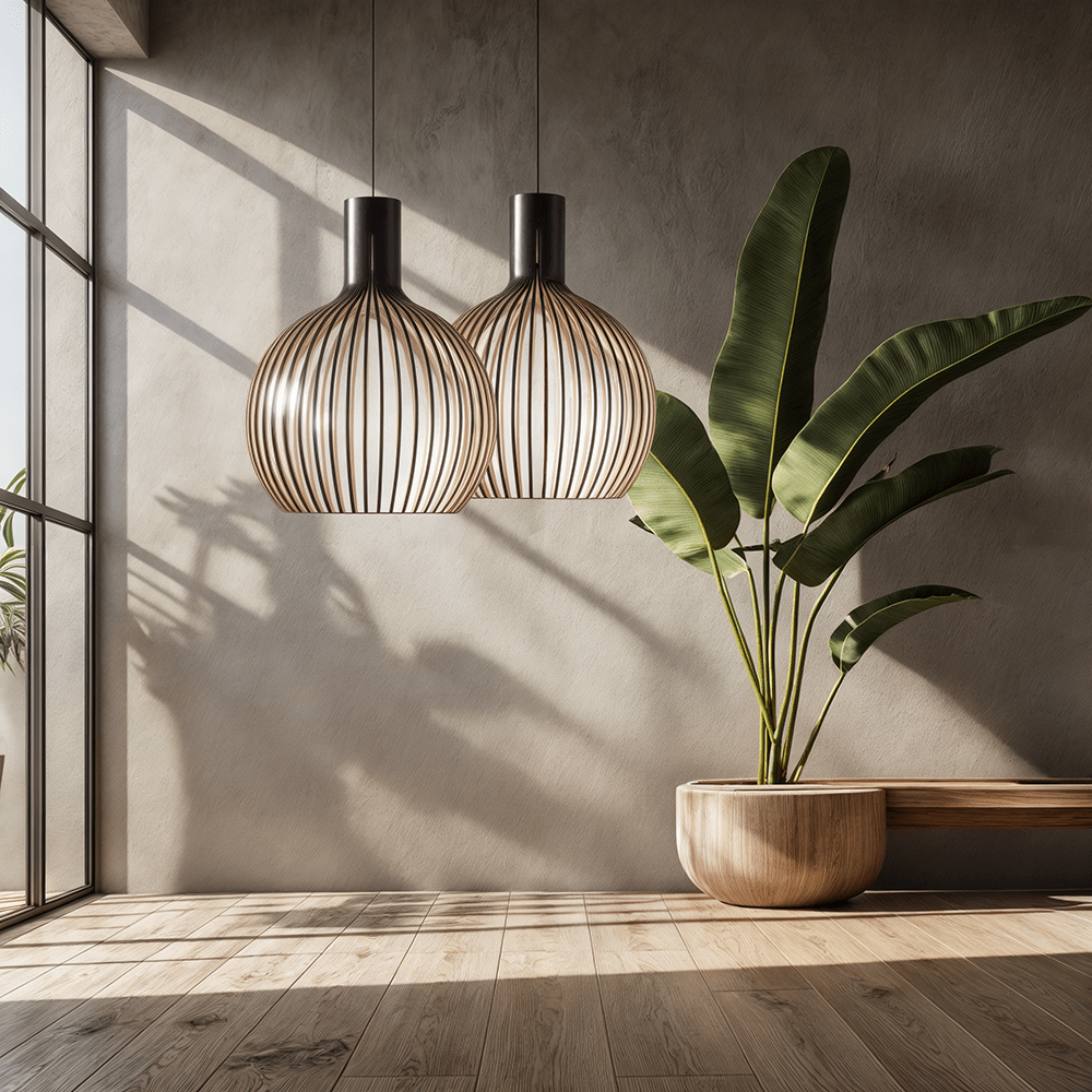 Rustic Wooden Cage Pendant Light – Adjustable Bamboo Hanging Light for Kitchen and Modern Interiors 3