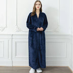 CozyNest Thermal Flannel Maternity Robe, Extra-Long Fit