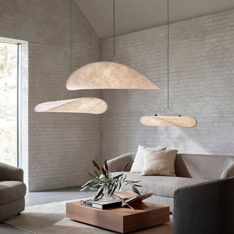 Lyra LED Chandelier With Layered Silk-Leaf Shade, Nordic-Style Design