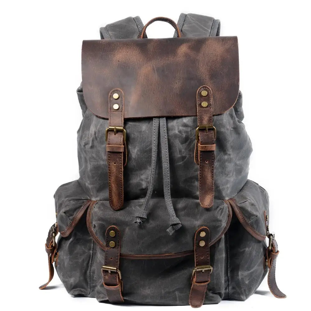 Ridgeway gewaxte canvas reistas met leren accenten, 23L inhoud