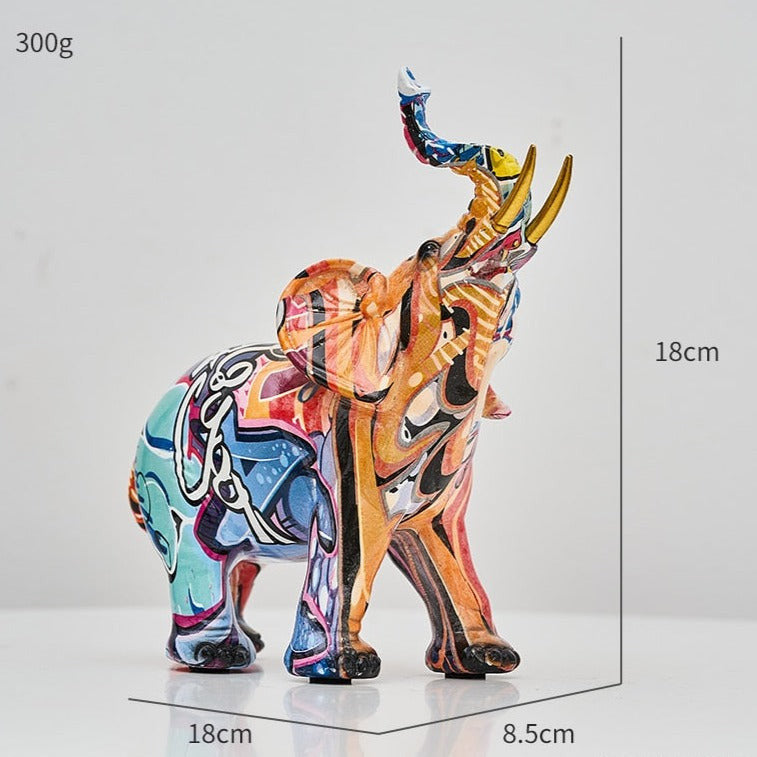 Aurella Hand-Painted Resin Elephant Figurine, Nordic or Graffiti